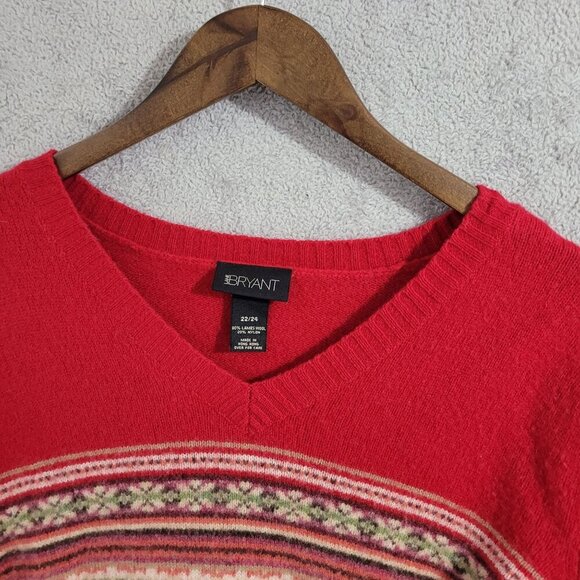 Lane Bryant V-Neck Sweater 22 Lambs Wool Nylon Blend Striped Design Womens  JPT - Picture 5 of 7